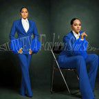 Women's Feather Applique Single Breasted Blazer Pants Suit