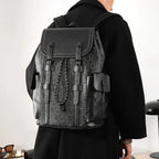 Men's Fashion PU Leather 15 Inch Laptop Travel Backpack