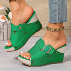 Women's Chunky Platform Wedge Sandals 3.5-inch Heel Summer Footwear