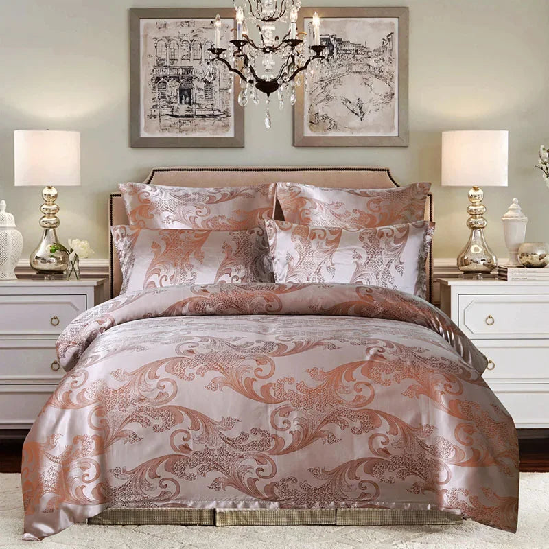 European Satin Jacquard Duvet Cover and Smooth Bedding Set