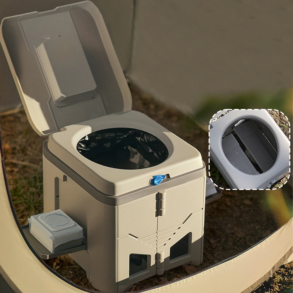 Portable Folding Camping Toilet with Lid and 330-lb Load Capacity