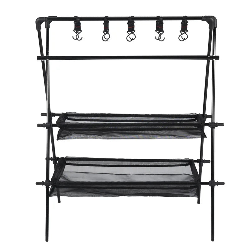 Folding Aluminum Camping Triangle Shelf with Hanging Hooks