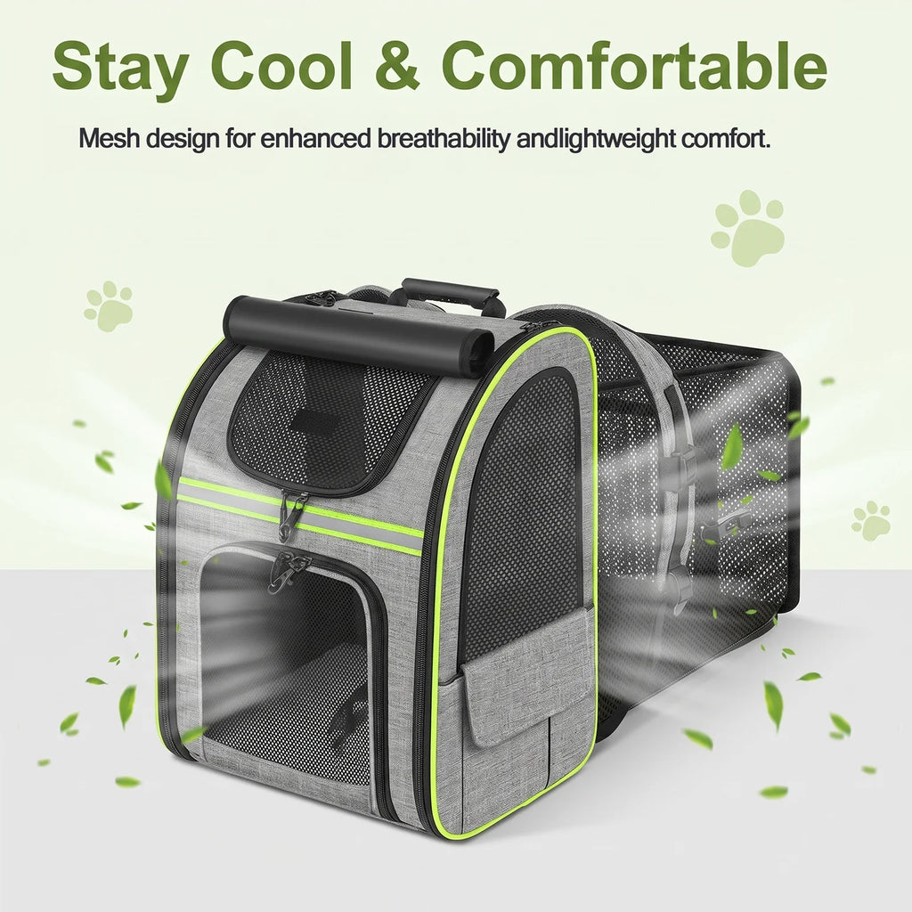 Expandable Pet Carrier Backpack Breathable Travel Bag for Cats and Small Dogs