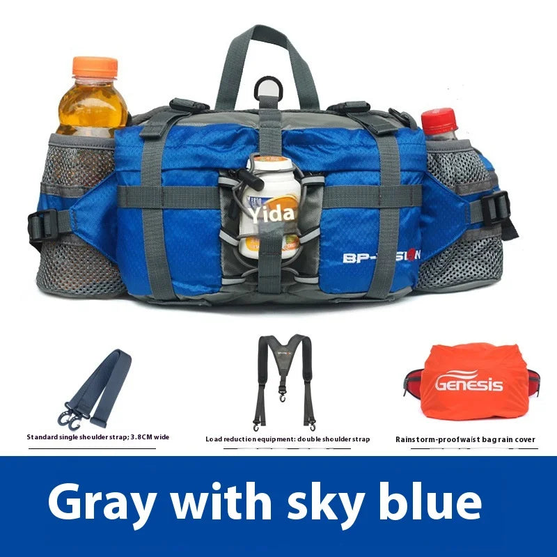 Waterproof Hiking Waist Bag with Reflective Strip and 1.3-Gallon Capacity