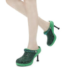 Women's Snake Shaped Rhinestone Pointed Toe High Heel Sandals