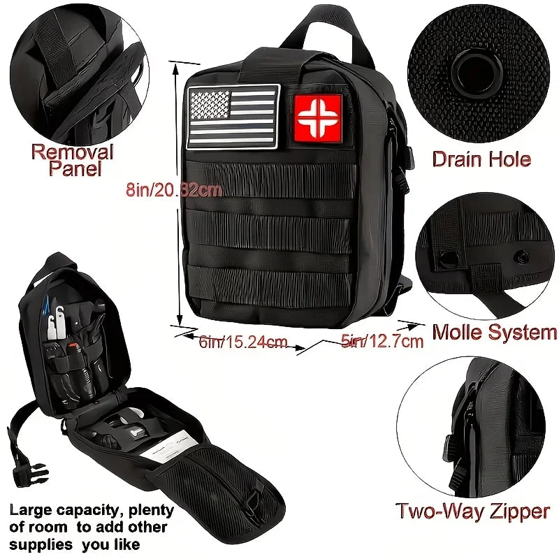 142-Piece Emergency Survival Kit with MOLLE Pocket Pouch