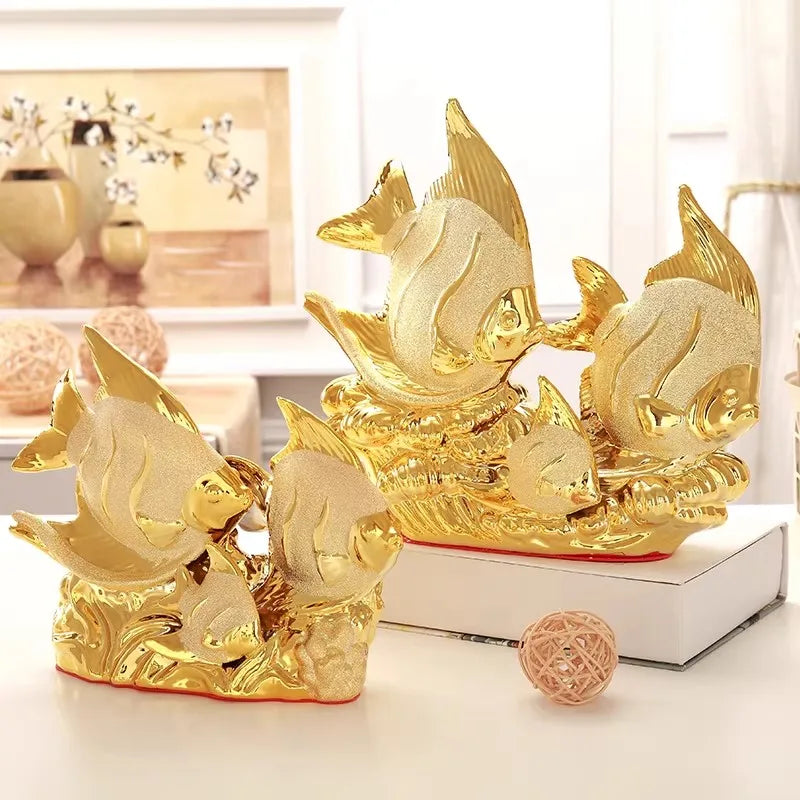 Goldfish Ceramic Ornament and Porcelain Desktop Figurine
