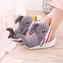 Women's Chunky Fuzzy Crocodile Home Cotton Shoes Slip-On Cartoon Plush Slippers