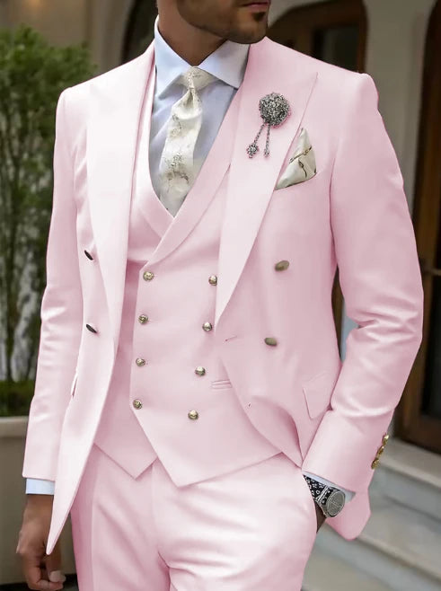 Men's Solid Color Lapel Short Sleeve Zipper Trouser Suit