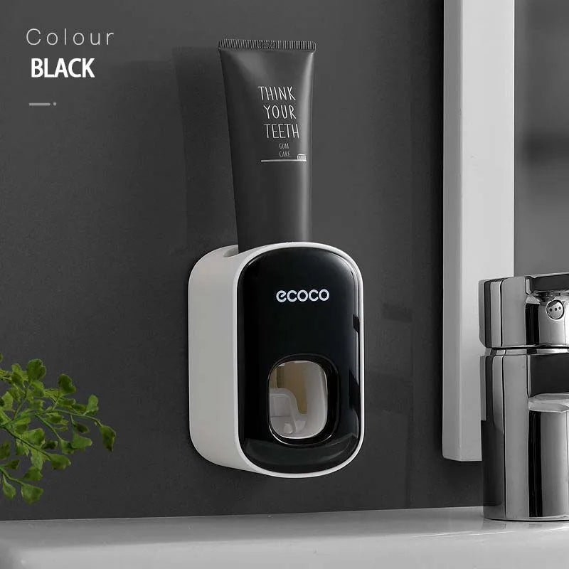 Wall Mount Automatic Toothpaste Dispenser with Magnetic Toothbrush Holder