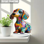 Boho Puppy Dog Flat Acrylic Plaque and Tabletop Ornament