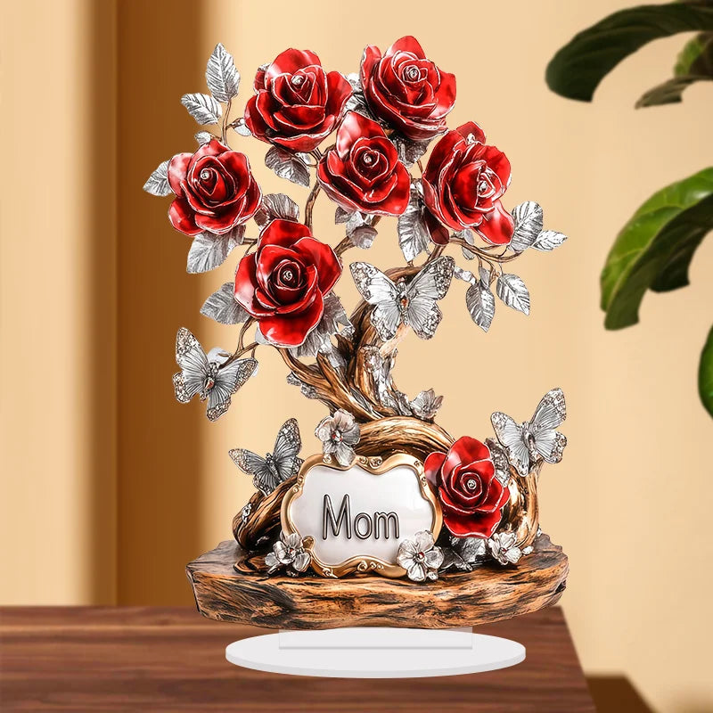 Flat Acrylic Rose Flower Artwork Plaque and Desk Decorative Sign