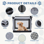 Foldable Oxford Dog Crate Portable Soft Kennel with 3 Doors for Small to Extra Large Dogs
