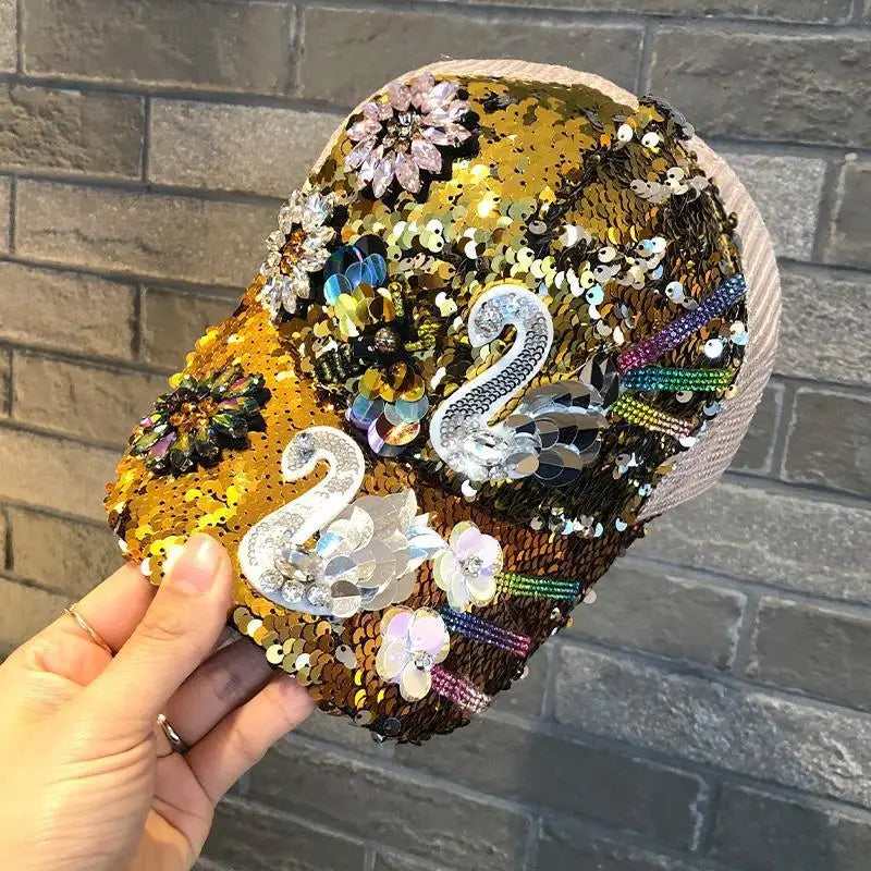 Sequin Duckbill Sun Hat Breathable Reflective Adjustable 22-23 Inch