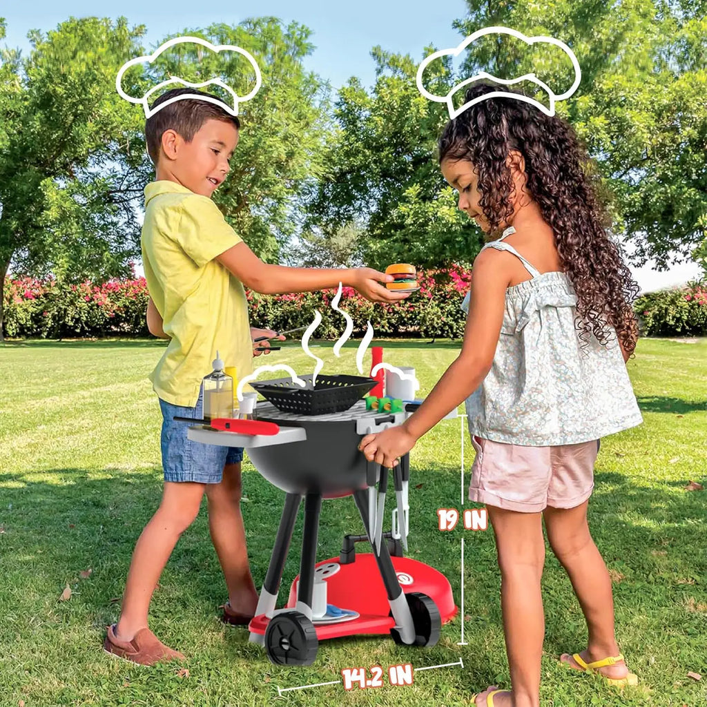Kids 34 PCS BBQ Grill Pretend Cooking Kitchen Utensils Toy Set