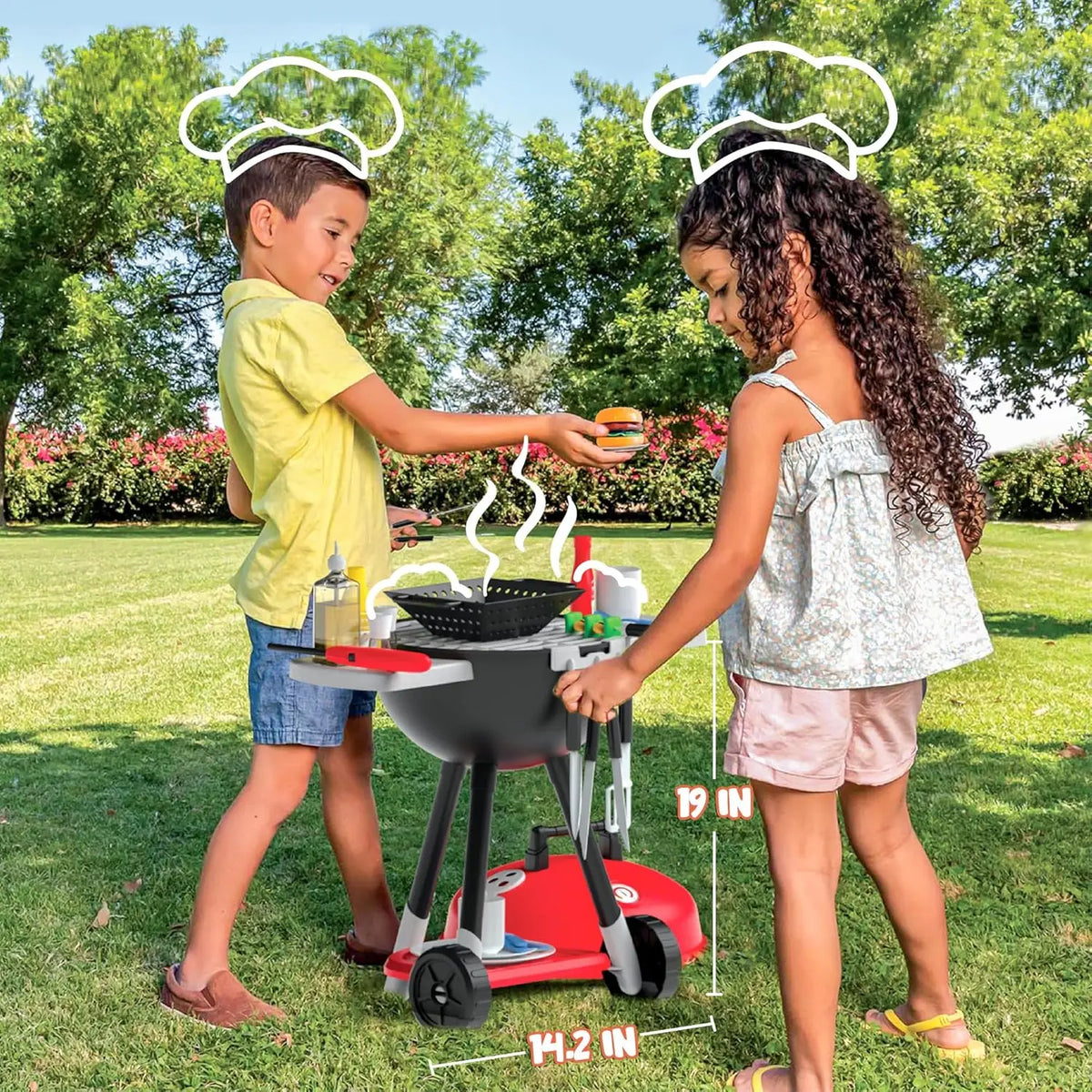 Kids 34 PCS BBQ Grill Pretend Cooking Kitchen Utensils Toy Set