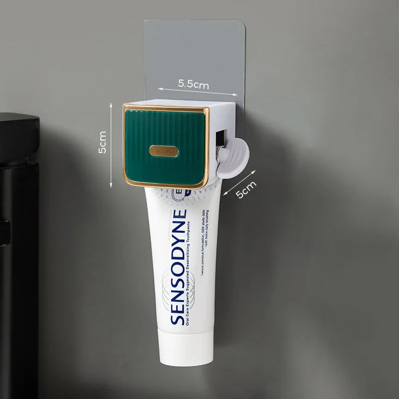 Wall Mount Automatic Toothpaste Dispenser with Magnetic Toothbrush Holder