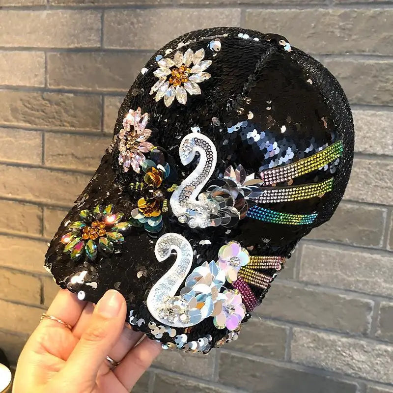Sequin Duckbill Sun Hat Breathable Reflective Adjustable 22-23 Inch