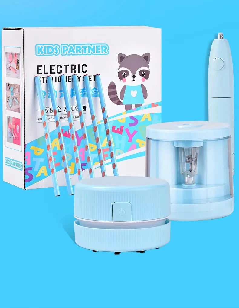 Kids' Electric Pencil Sharpener and Electronic Stationery Cleaner Kit WM819