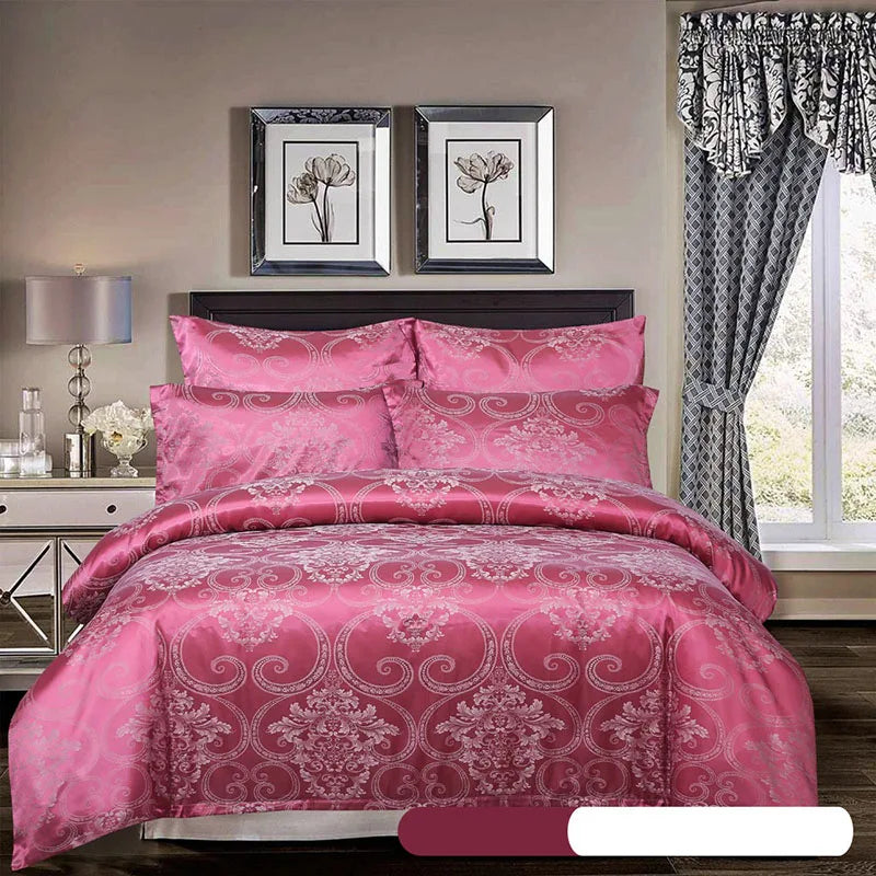 European Satin Jacquard Duvet Cover and Smooth Bedding Set