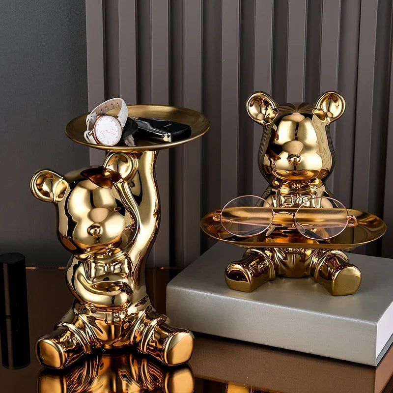 Plating Bear Ceramic Storage Box and Tabletop Ornament