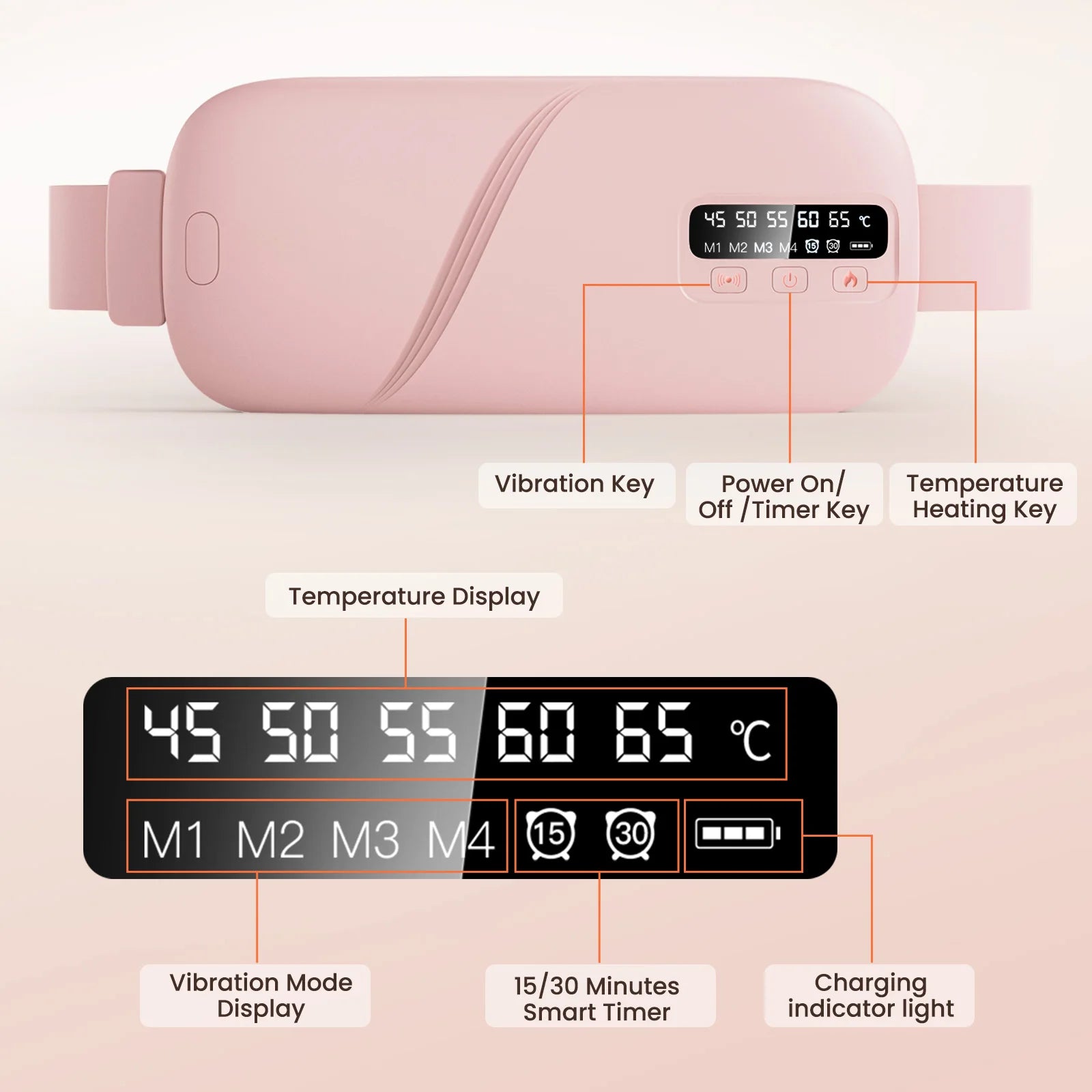 Menstrual Heating Pad with Vibration Massage and Smart Timer