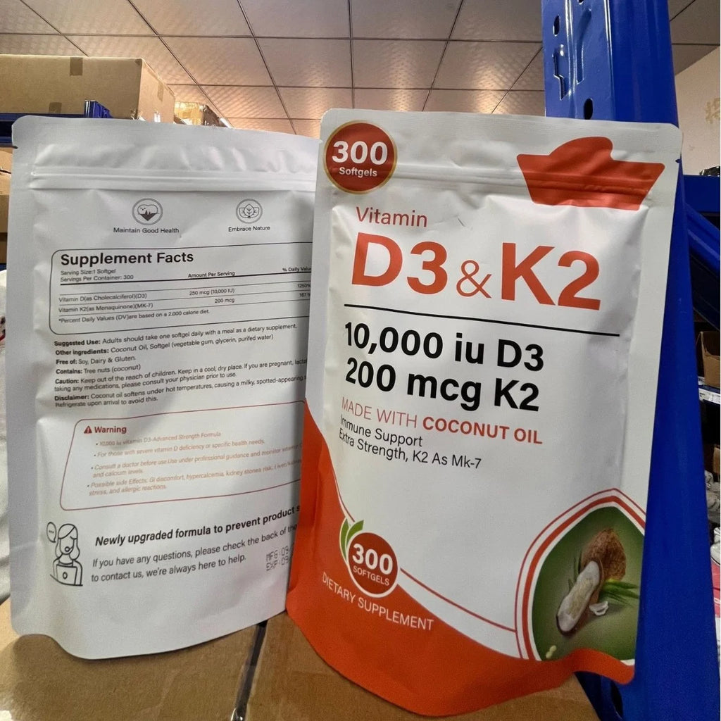 Vitamin D3 K2 Coconut Oil Bone Health Softgels 300 Count