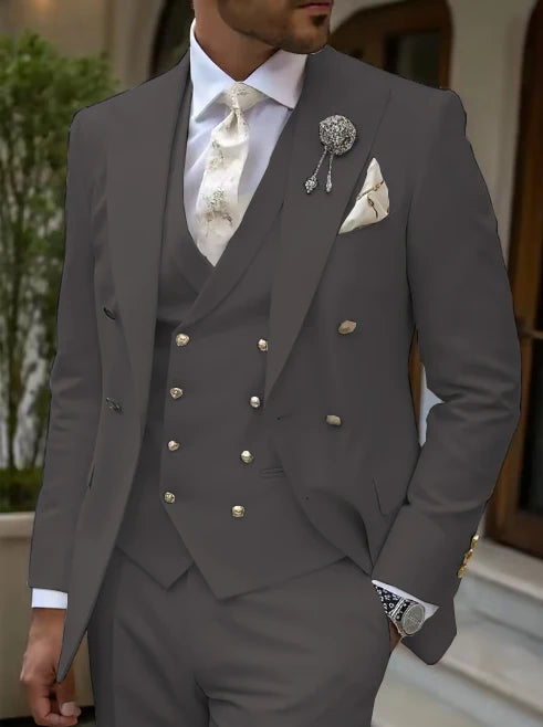 Men's Solid Color Lapel Short Sleeve Zipper Trouser Suit