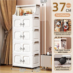 14.6in Foldable PP Plastic Storage Cabinet and Rolling Organizer