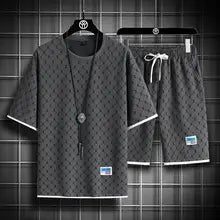 Men's Casual Checkered Shirt and Shorts Two Piece Set