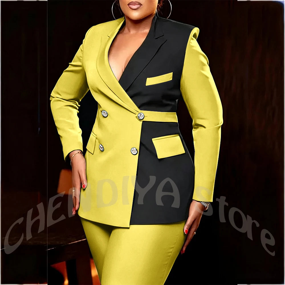 Women's Classic Tailored Blazer and Trousers Suit Set