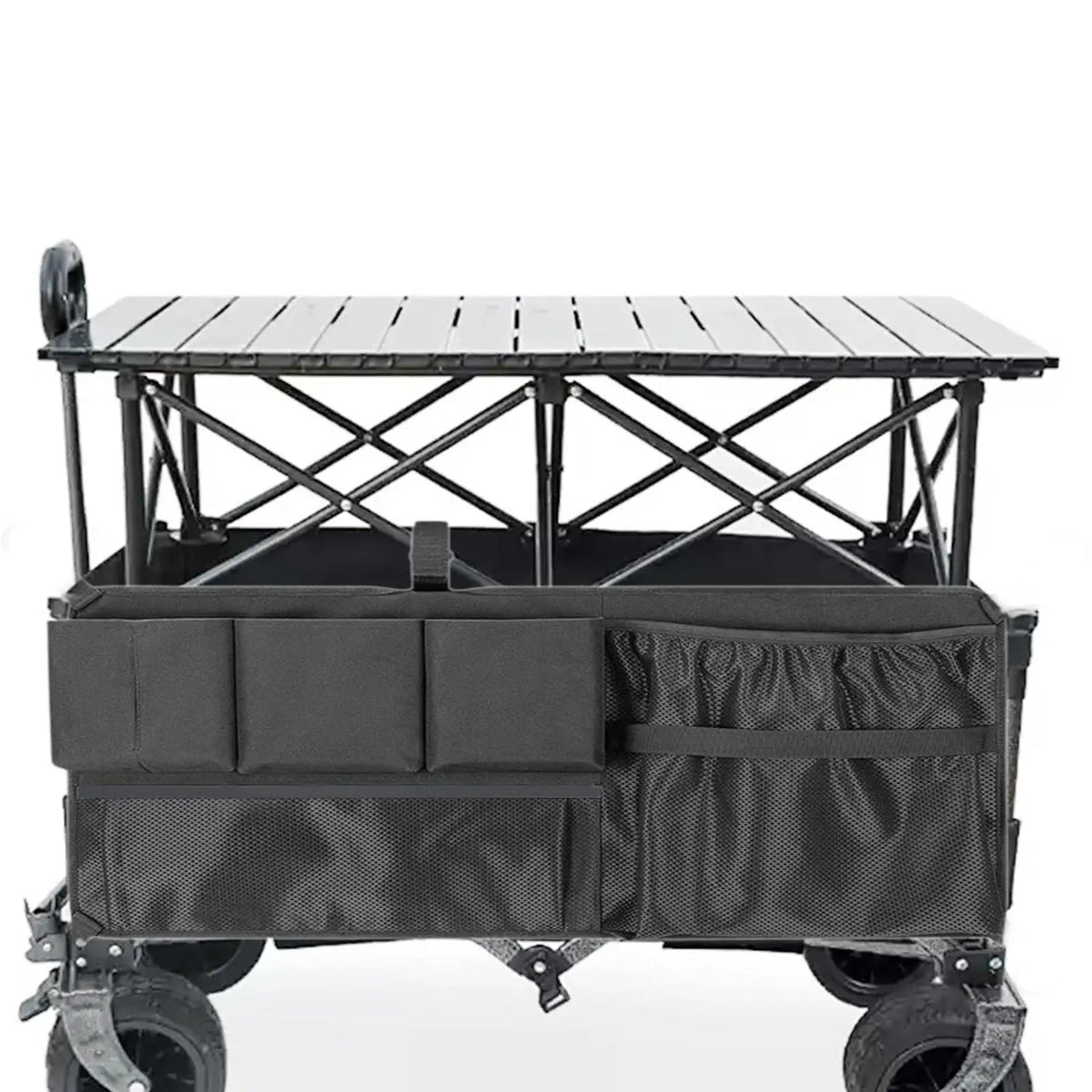 Foldable Wagon Side Storage Bag with Multi-Pocket Mesh Organizer