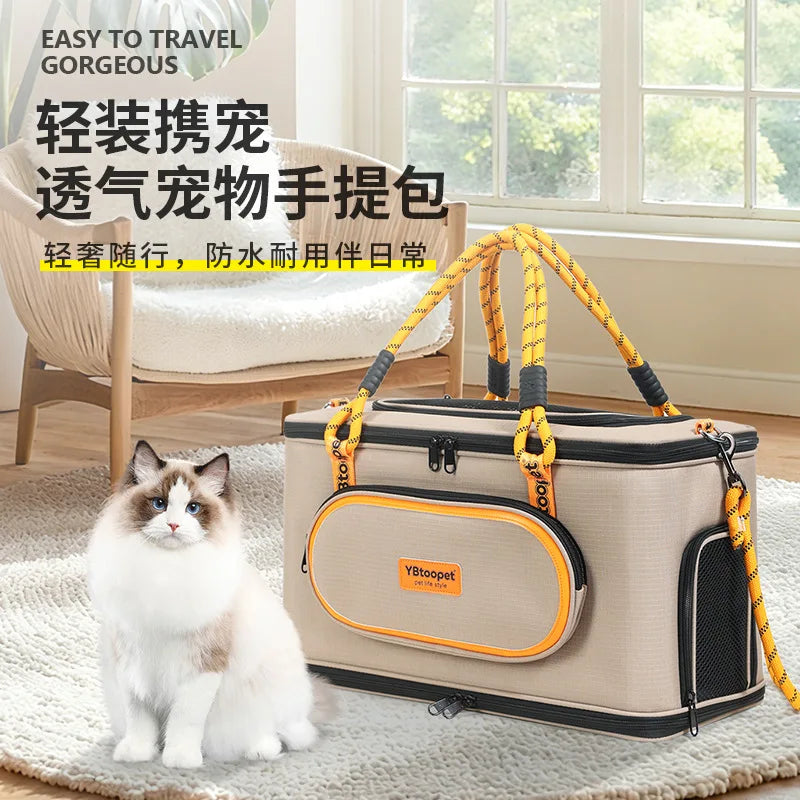 Water-Resistant Foldable Outdoor Pet Carrier Bag Breathable Tote for Cats and Small Dogs