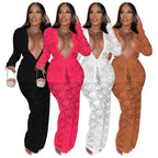 Women's Casual Sheer Lace Two Piece Matching Set