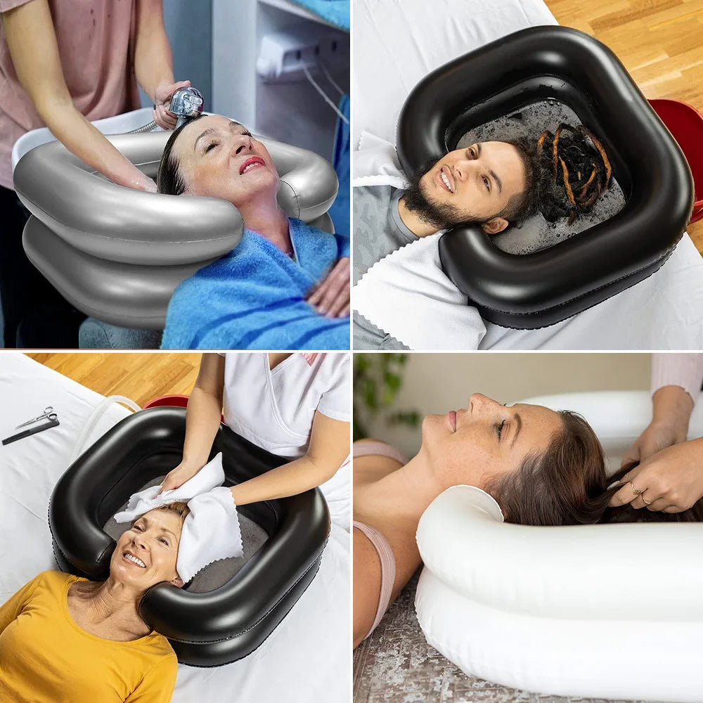 Inflatable Hair Wash Basin with Pillow for Bedridden Home Care