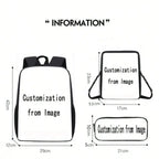 Unisex Fashionable Cartoon Backpack 3-Piece Bag Set