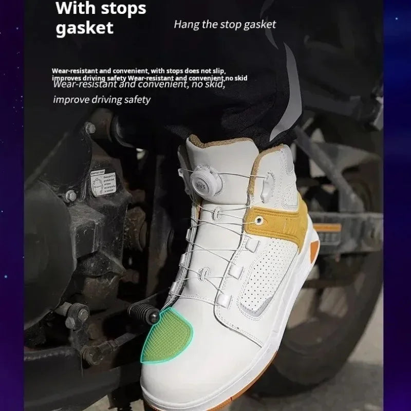Men's Fashion Leather Breathable Anti-Slip Motorcycle Ankle Boots