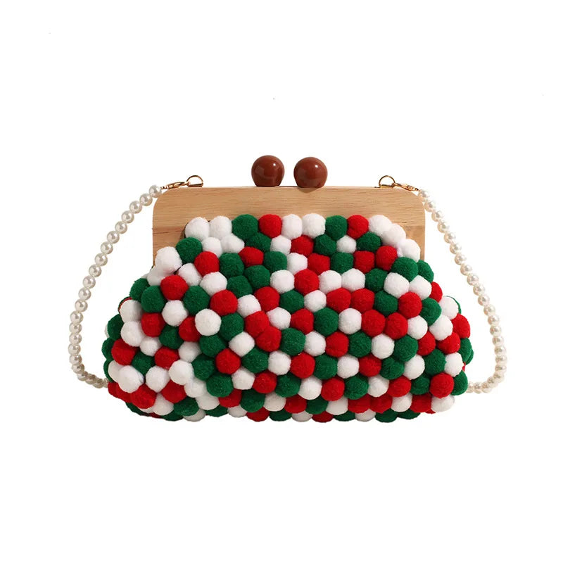 Women's Candy Color Pearl Shell Crossbody Handbag