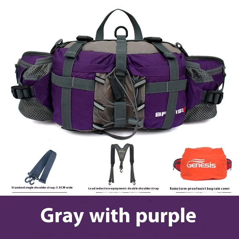 Waterproof Hiking Waist Bag with Reflective Strip and 1.3-Gallon Capacity