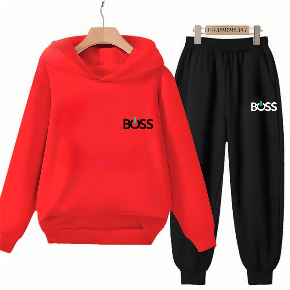 Kids' Printed Hoodie Pants Two-Piece Set