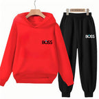 Kids' Printed Hoodie Pants Two-Piece Set
