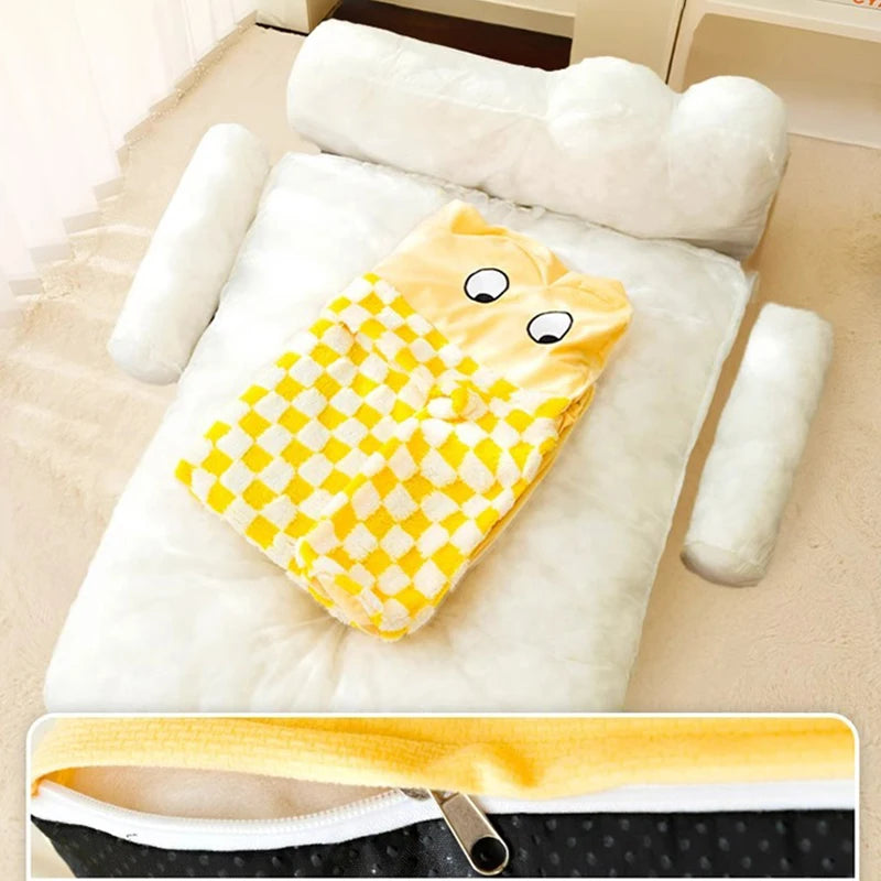 Warm Fleece Pet Sofa Bed and Winter Sleeping Kennel Mat Cushion