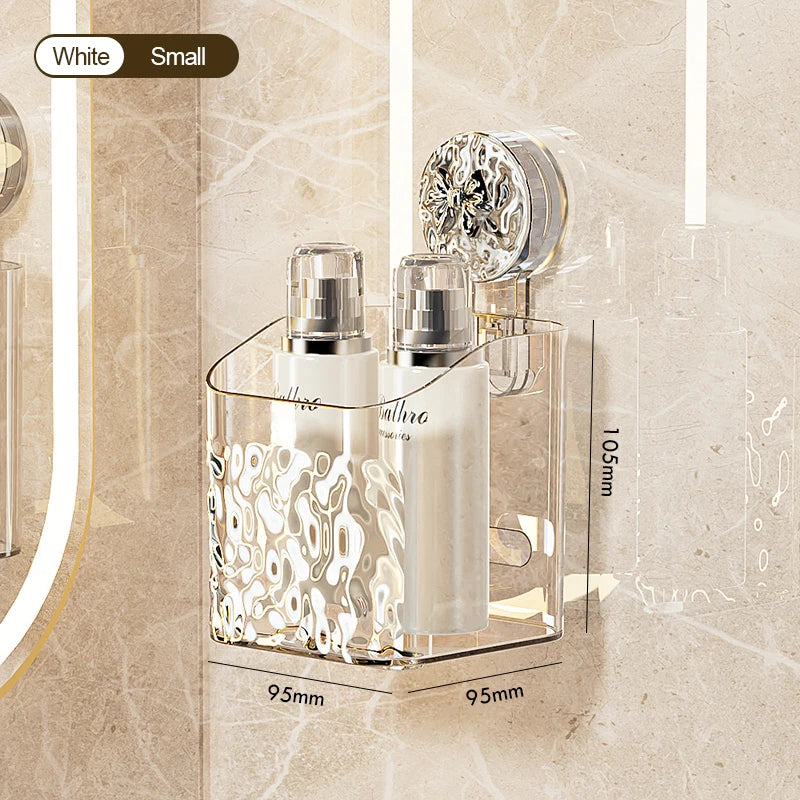 Wall Mounted Water Ripple Suction Shower Storage Basket Rack SSW045