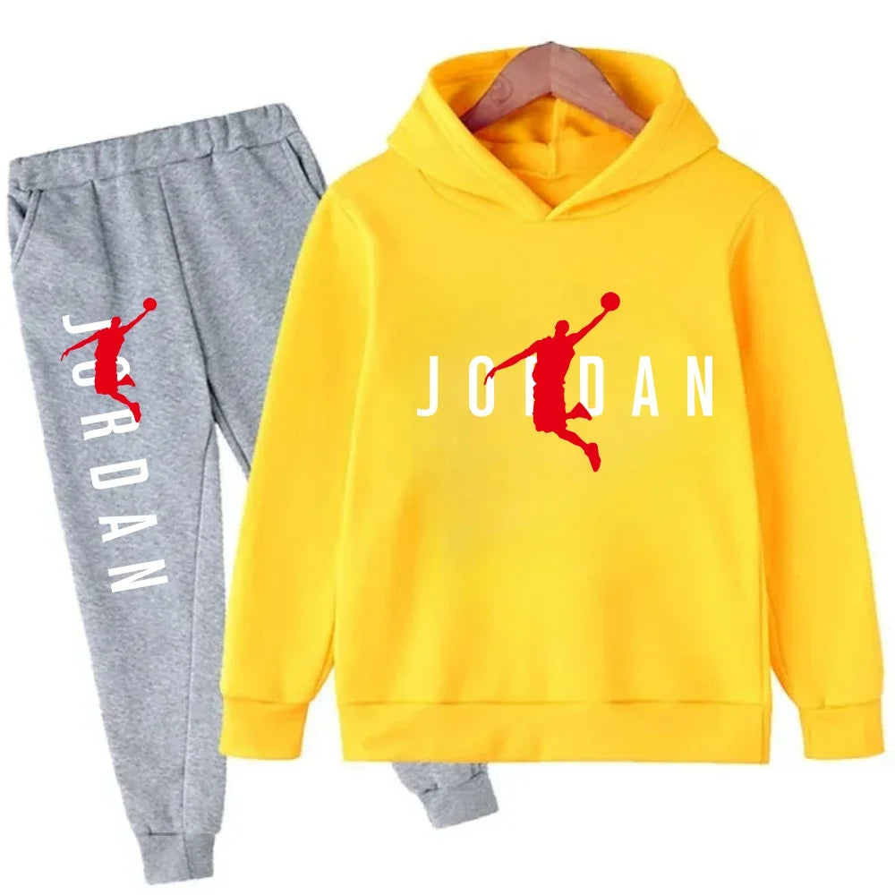Kids' Slam Dunk Pattern Hoodie Pants Two-Piece Set