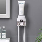Wall Mount Automatic Toothpaste Dispenser with Magnetic Toothbrush Holder