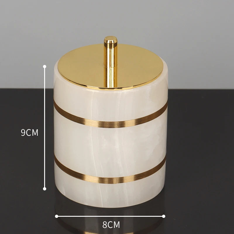 White Onyx Natural Marble Bathroom Accessory Set M28