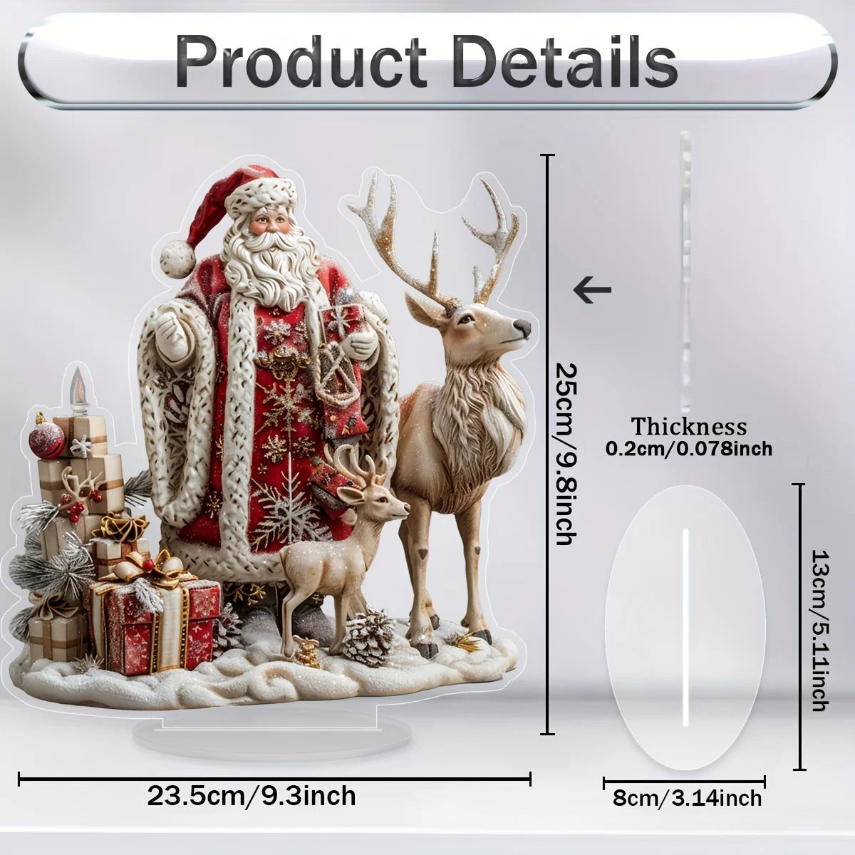 Bohemian Christmas Flat Acrylic Plaque and Desktop Tabletop Ornament