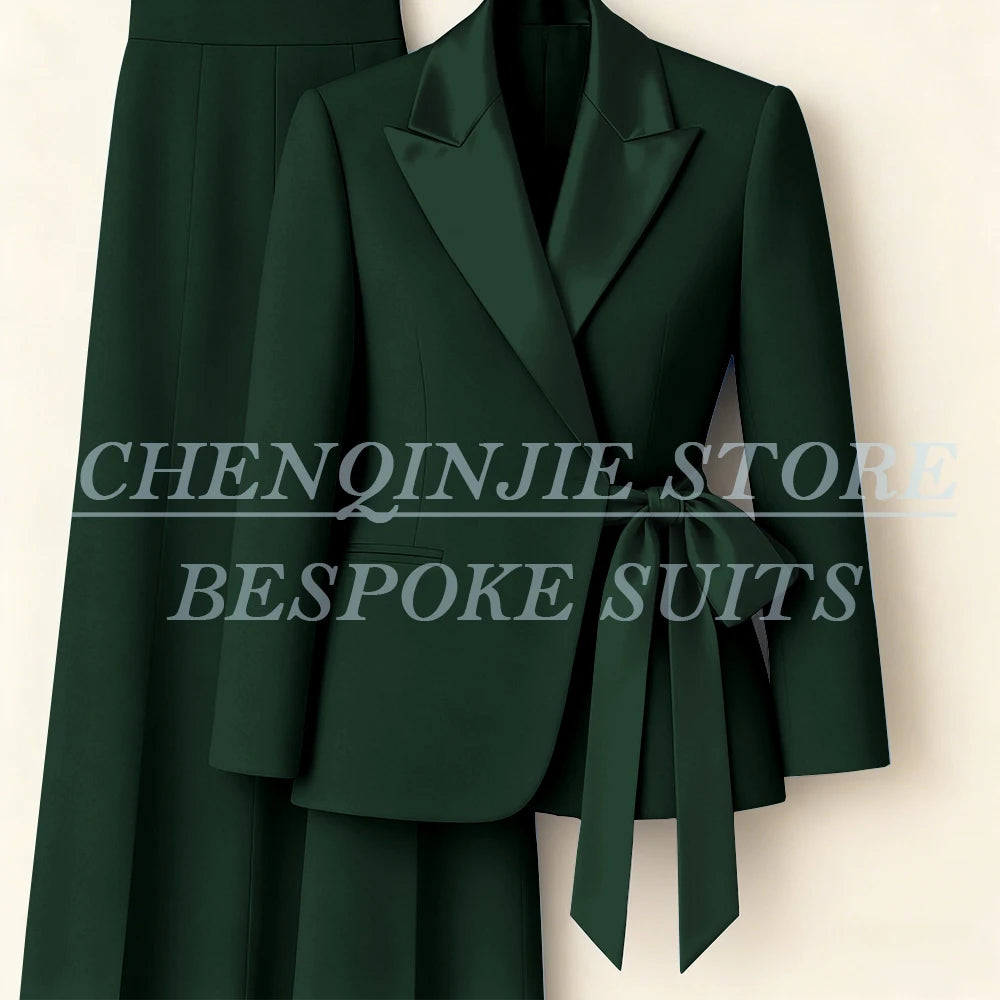 Women's Tailored Blazer Wide Leg Pants Suit