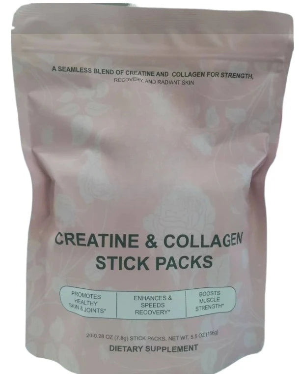 Creatine Collagen Powder Sticks Strength Recovery Supplement 20 Servings