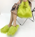 Women's Faux Fur Plush Warm Flat Slippers